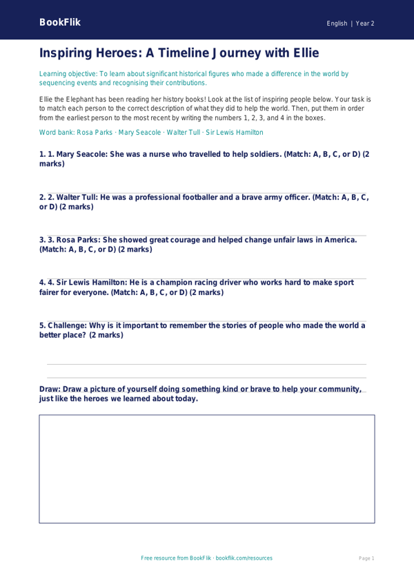 Black History Month Activity Sheet for Class 2 | CBSE English Resources worksheet preview — English Black History Month