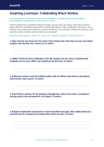 Free Black History Month Activity Sheet | Class 5 | English | BookFlik