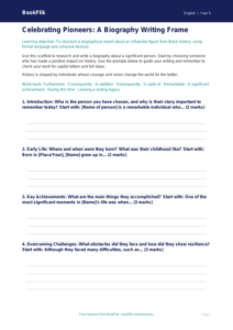 Black History Month Writing Frame | Class 5 English | BookFlik