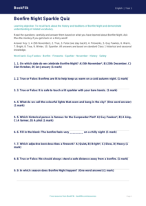Bonfire Night Quiz for Class 1 | CBSE English Worksheet | BookFlik