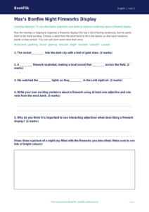 Bonfire Night Activity Sheet for Class 2 | English | BookFlik