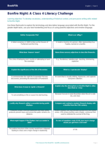 Bonfire Night Educational Resources | Class 4 English | BookFlik
