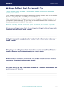 Free Book Review Worksheet | Class 3 | English | BookFlik