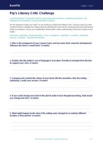 Free Book Review Activity Sheet | Class 4 | English | BookFlik
