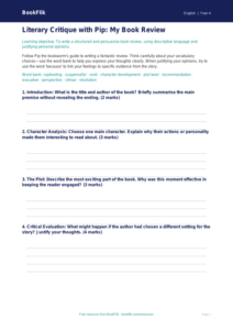 Free Book Review Template | Class 4 | English | BookFlik
