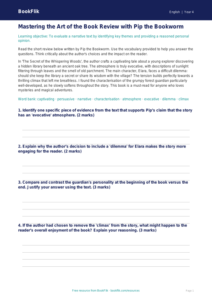 English book review track sheet class 4 greater depth