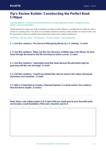 Free Book Review Activity Sheet | Class 5 | English | BookFlik