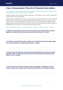 Free Character Description Assessment | Class 4 | English | BookFlik