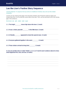 Free Christmas Story Activity Sheet | Class 1 | English | BookFlik