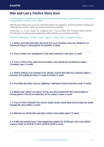 Christmas Story Quiz for Class 5 | CBSE English Worksheet
