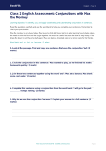 Free Conjunctions Assessment | Class 2 | English | BookFlik