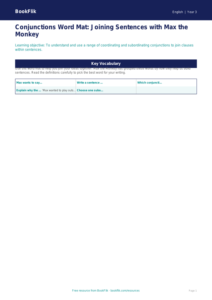 Free Conjunctions Word Mat | Class 3 | English | BookFlik