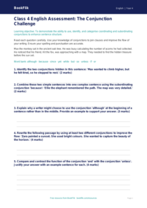Free Conjunctions Assessment | Class 4 | English | BookFlik