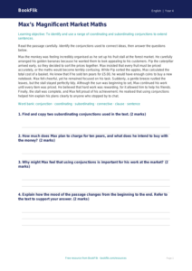 English conjunctions comprehension class 4 greater depth