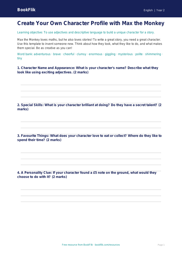 Creative Writing Template for Class 2 | CBSE English Practice worksheet preview — English Creative Writing
