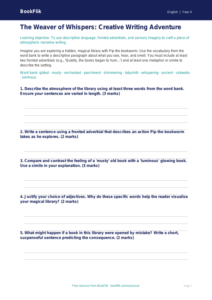 Free Creative Writing Activity Sheet | Class 4 | English | BookFlik