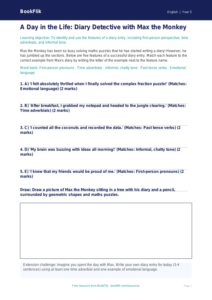 Free Diary Writing Activity Sheet | Class 5 | English | BookFlik