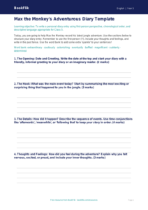 Free Diary Writing Template | Class 5 | English | BookFlik