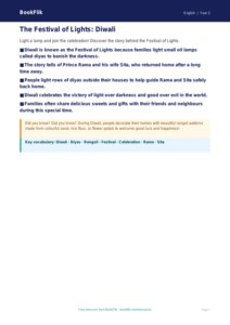 Diwali Story Poster for Class 2 | CBSE English Resources | BookFlik