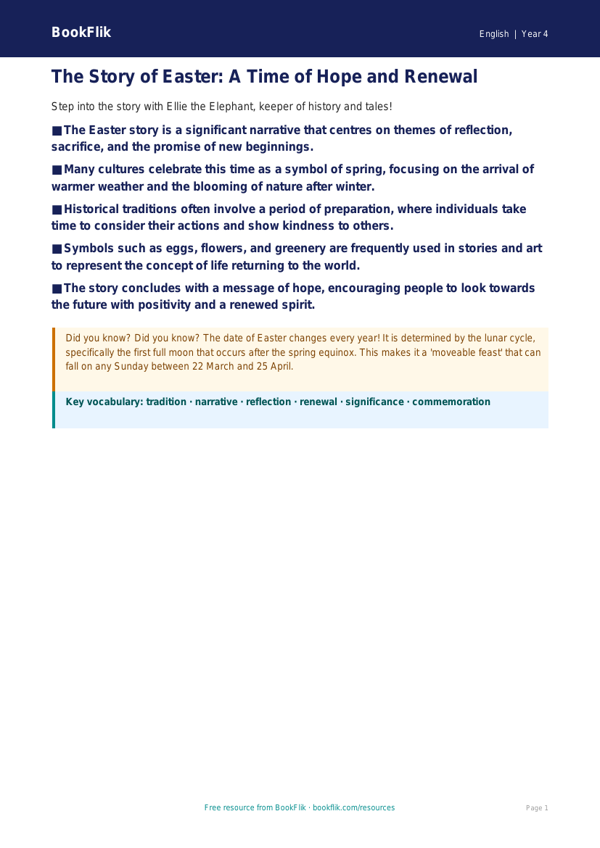 Easter Story Poster Activity | Class 4 English | CBSE Curriculum worksheet preview — English Easter Story