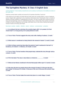 Easter Story Quiz for Class 5 | CBSE English Worksheet | BookFlik