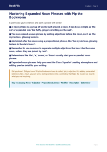 Free Expanded Noun Phrases Poster | Class 5 | English | BookFlik