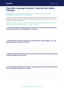 Free Figurative Language Template | Class 5 | English | BookFlik