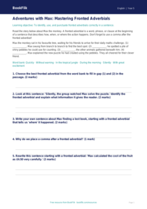 Free Fronted Adverbials Track Sheet | Class 5 | English | BookFlik