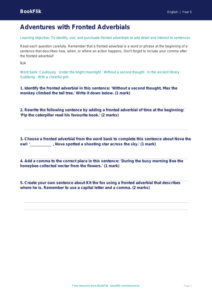 Free Fronted Adverbials Worksheet | Class 5 | English | BookFlik