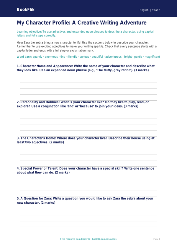 Free Grammar Template | Class 2 | English | BookFlik worksheet preview — English Grammar