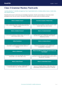 Free Grammar Flashcards | Class 5 | English | BookFlik