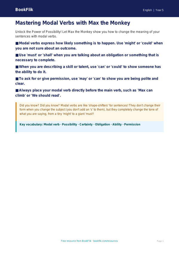 Free Grammar Poster | Class 5 | English | BookFlik worksheet preview — English Grammar