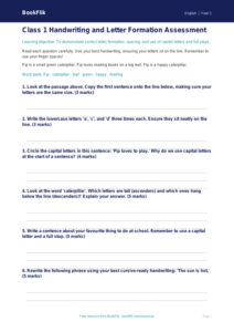 Free Handwriting Assessment | Class 1 | English | BookFlik