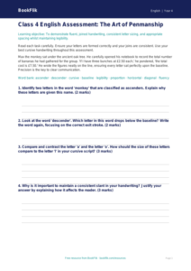 Free Handwriting Assessment | Class 4 | English | BookFlik