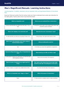 Free Instructions Flashcards | Class 1 | English | BookFlik