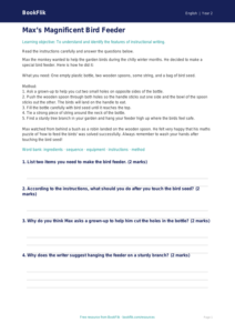 Free Instructions Comprehension | Class 2 | English | BookFlik