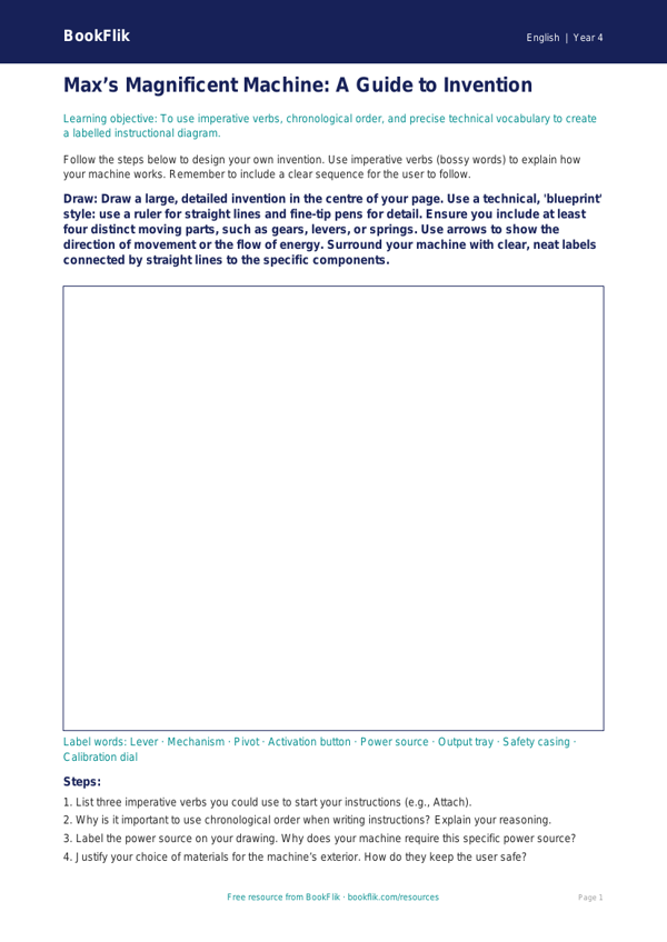 Free Instructions Drawing Sheet | Class 4 | English | BookFlik worksheet preview — English Instructions