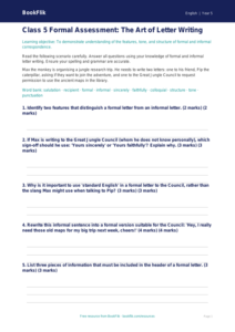 Free Letter Writing Assessment | Class 5 | English | BookFlik