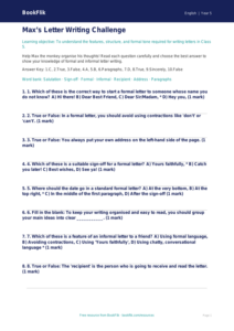 Free Letter Writing Quiz | Class 5 | English | BookFlik