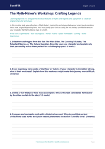 Free Myths And Legends Activity Sheet | Class 4 | English | BookFlik