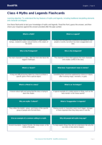 Free Myths And Legends Flashcards | Class 4 | English | BookFlik