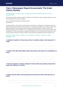 Free Newspaper Writing Assessment | Class 4 | English | BookFlik