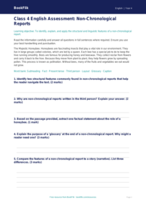 Free Non Chronological Reports Assessment | Class 4 | English | BookFlik
