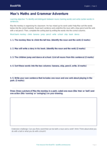 Free Nouns And Verbs Activity Sheet | Class 2 | English | BookFlik