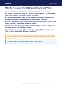 Free Nouns And Verbs Poster | Class 2 | English | BookFlik