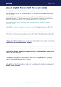 Free Nouns And Verbs Assessment | Class 5 | English | BookFlik