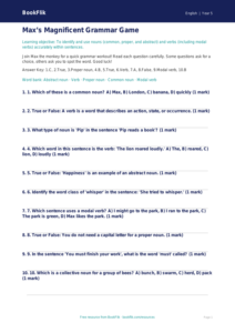 Free Nouns And Verbs Quiz | Class 5 | English | BookFlik