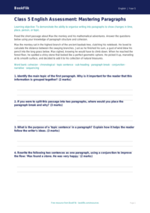 Free Paragraphs Assessment | Class 5 | English | BookFlik