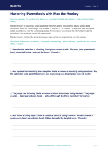 Free Parenthesis Writing Frame | Class 5 | English | BookFlik