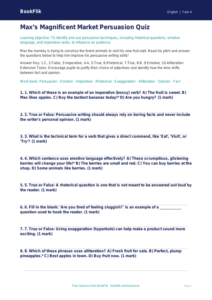 Free Persuasive Writing Quiz | Class 4 | English | BookFlik
